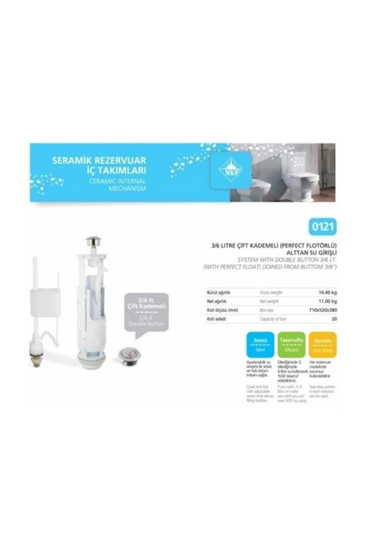 3/6 Litre Çift Kademeli Klozet Rezervuar Iç Takım