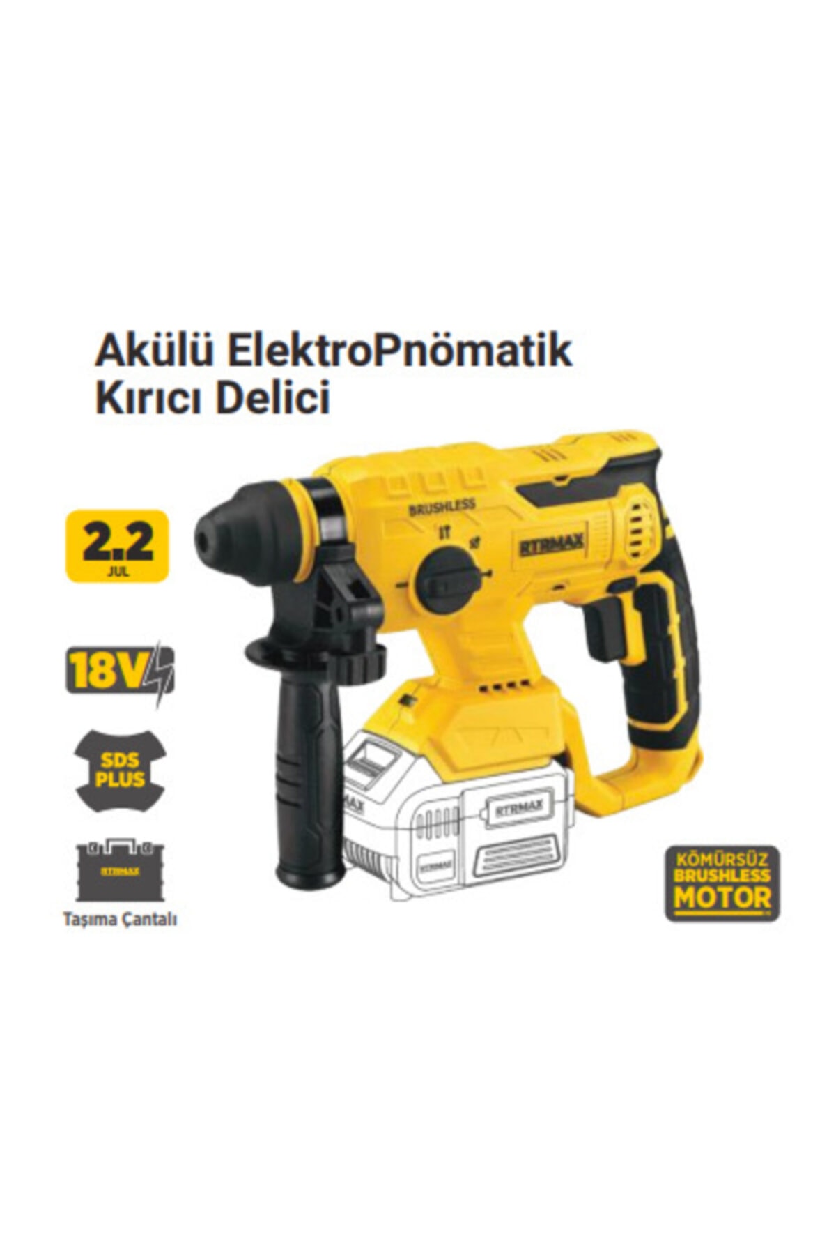 RTRMAX Rtr Max Rtx2095b Aküsüz Sds Plus Kırıcı Delici 18v Li-ion 2.2j