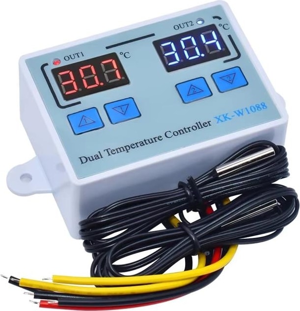 XK-W1088 Ac 110-220V Çift Dijital Göstergeli Termostat Sıcaklık Kontrol Cihazı 1500W