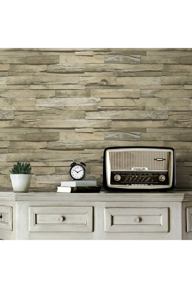 Volumetrıc Wooden Tiles Desenli Duvar Kağıdı 1612-1