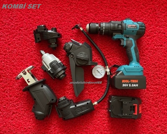 Ecl Pro Akülü Set Matkap Mini Kompresör Taşlama Akülü Testere 25PCS 6/1
