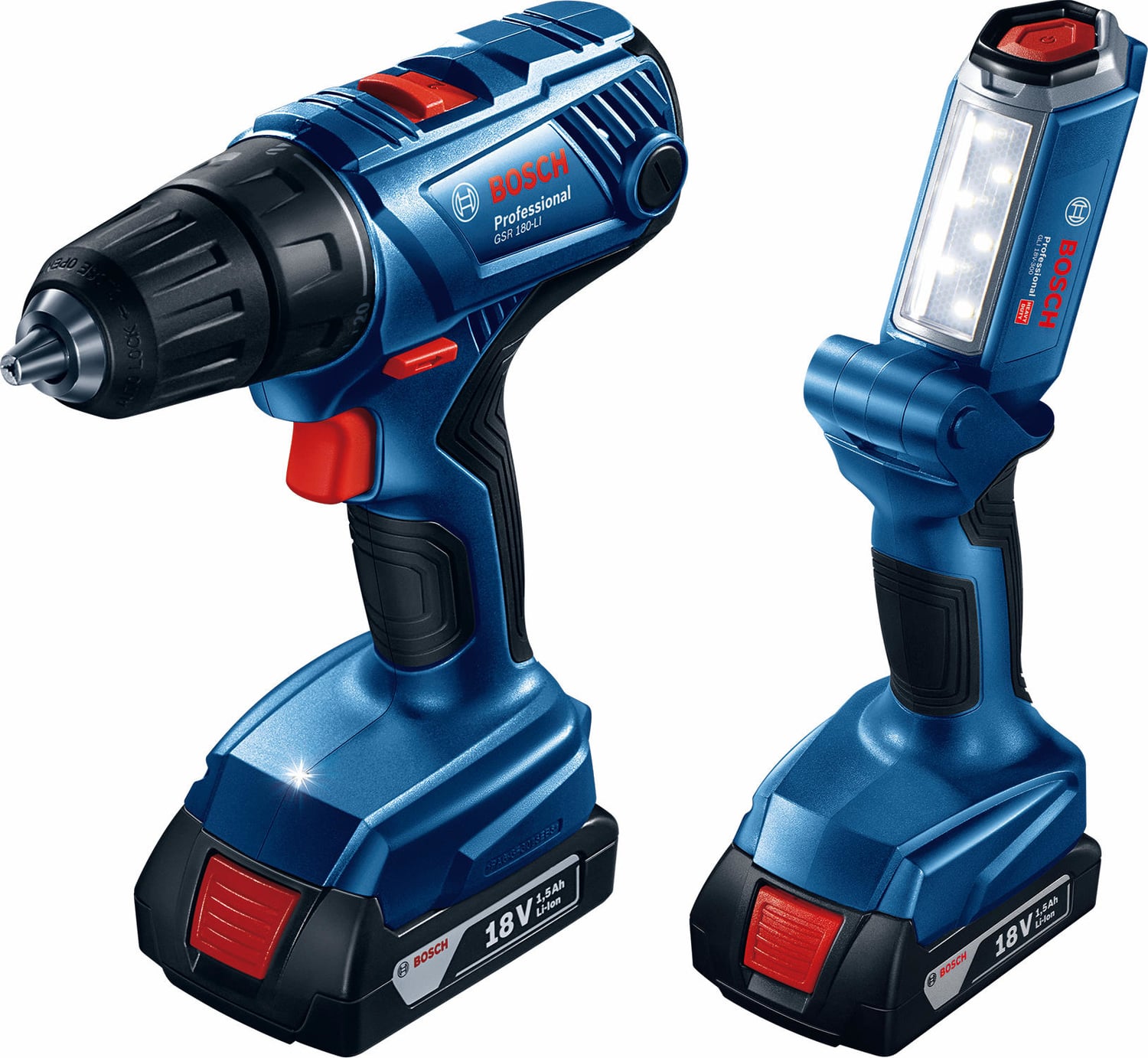 BOSCH Gsr 180-LI + Glı 18V-300 2X1.5AH Çift Akülü Delme Vidalama Makinesi - 06019F8103