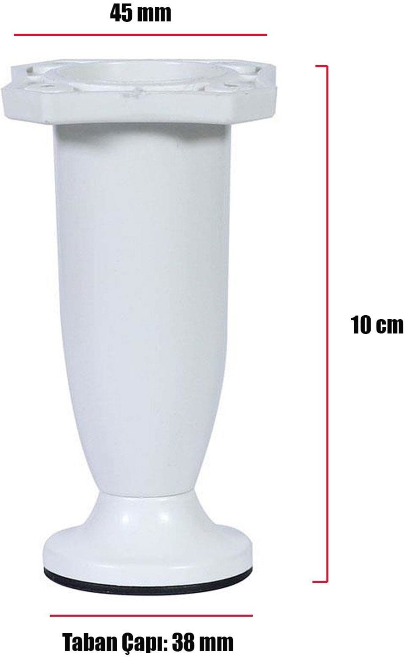 Ayarlanabilir Dolap Mobilya Kanepe Sehpa Tezgah Ayağı Plastik Beyaz Ayakları 10 Cm (4 ADET)