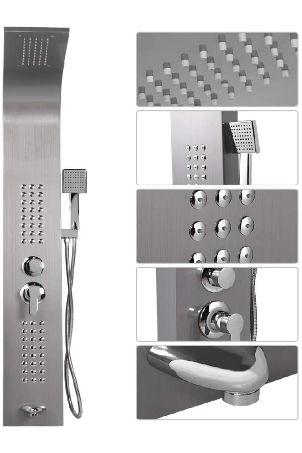 Sam Volga Krom Duş Paneli- Şelalesiz ,duş Kolonu, Robot Duş, Duş, Dikey Jakuzi