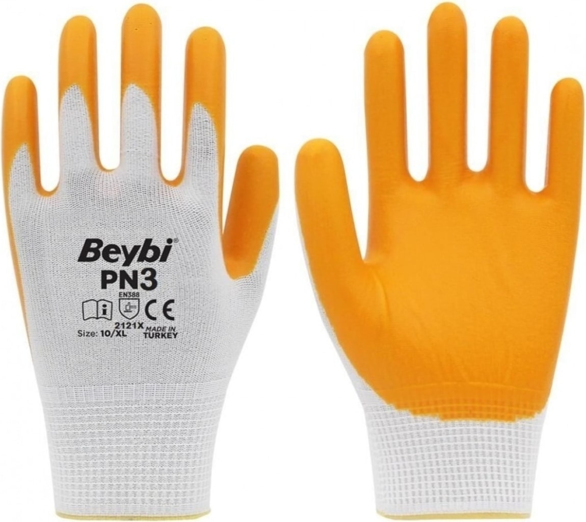 Pn3 Sarı Polyester Astarlı Nitril Kaplı Iş Eldiveni No:10 Xlarge 1 Çift