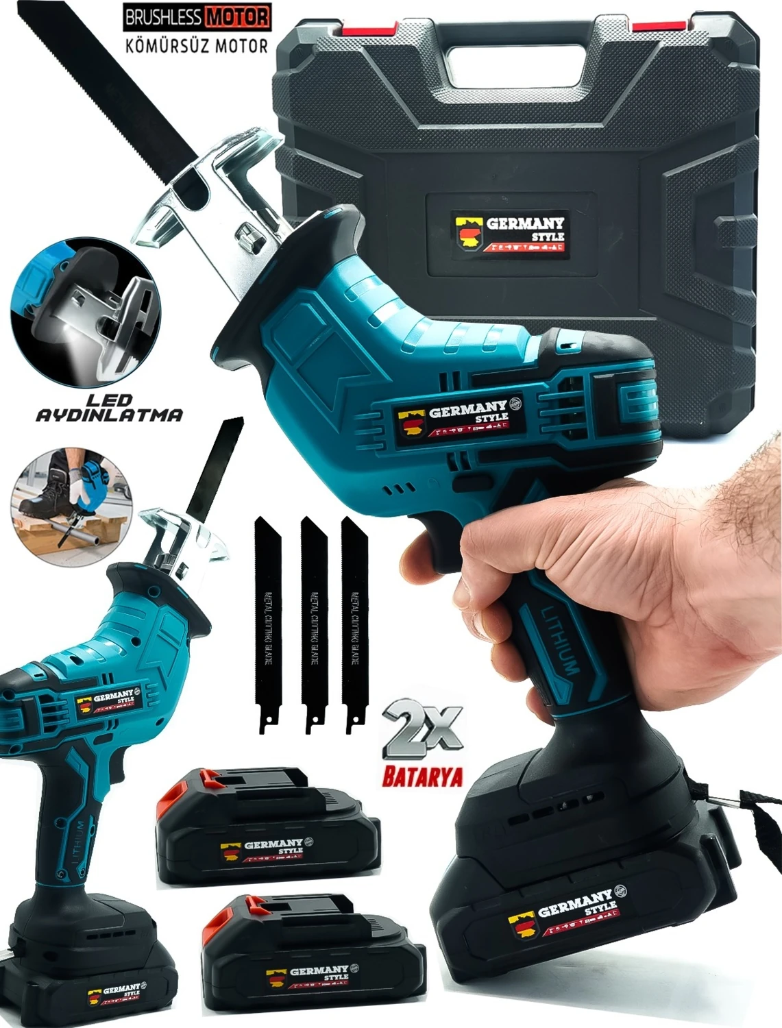 Kömürsüz Motor Çift Akülü Çelik Şanzuman Kemik Kesme Tilki Kuyruğu