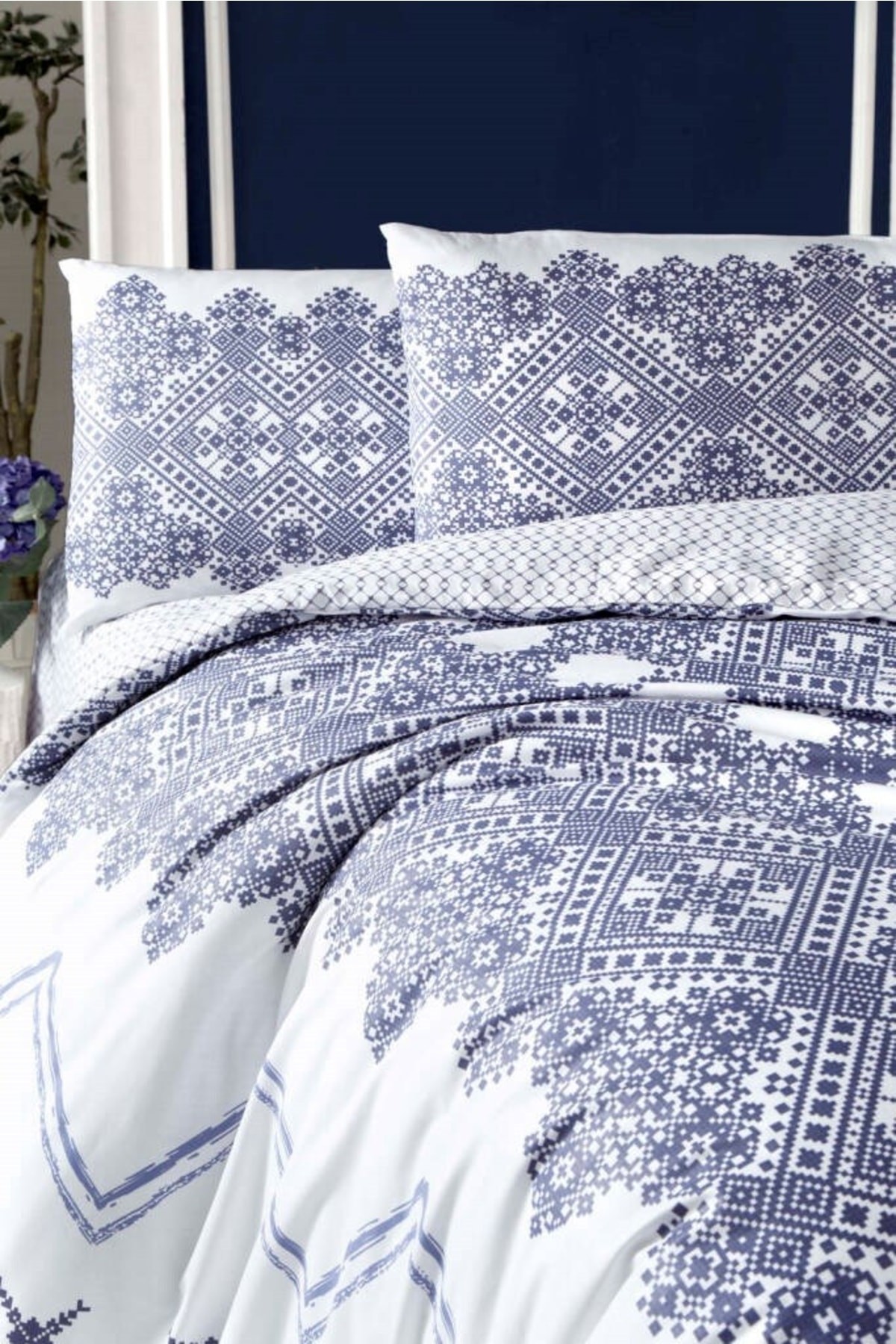 Çift Kişilik Ranforce Nevresim Takımı Lienzo Indigo