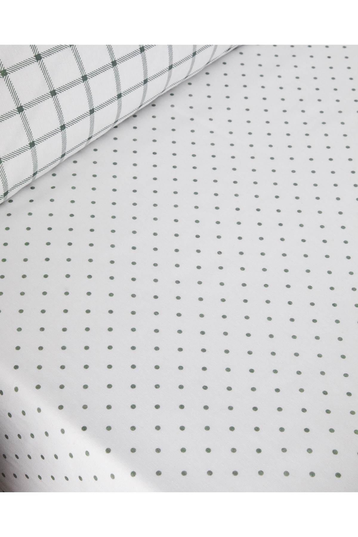 Simple Checks Kolay Ütülenir Çift Kişilik Nevresim Takımı 200x220 cm Seledon