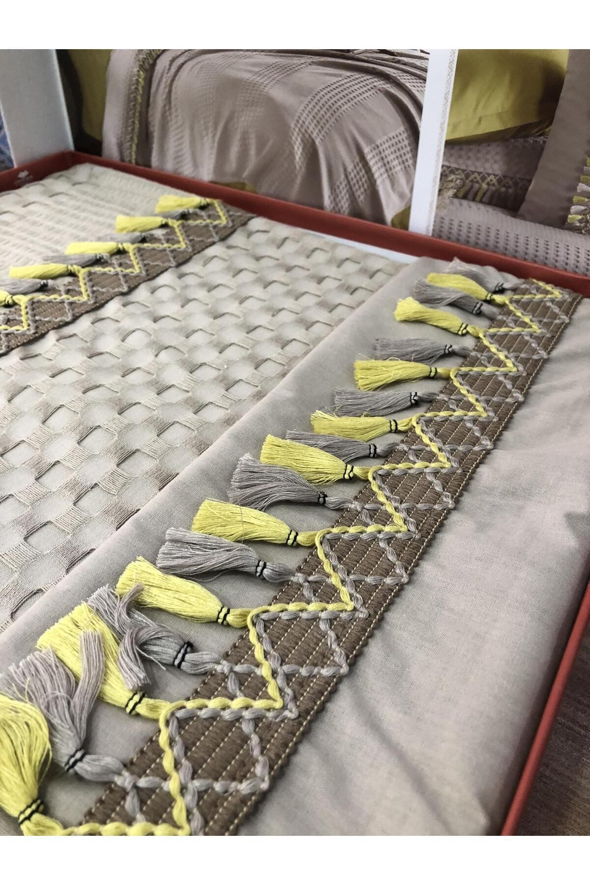 Butik Tek Kişilik Pike Takımı Bohemline Bej V3