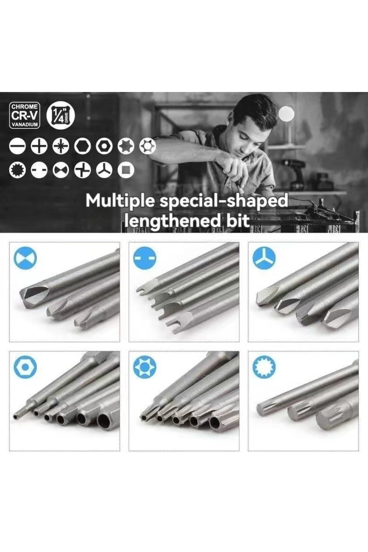 50 Parça Tornavida Ucu Seti Düz - Yıldız - Torx - Allen - Ribe - U Tipi