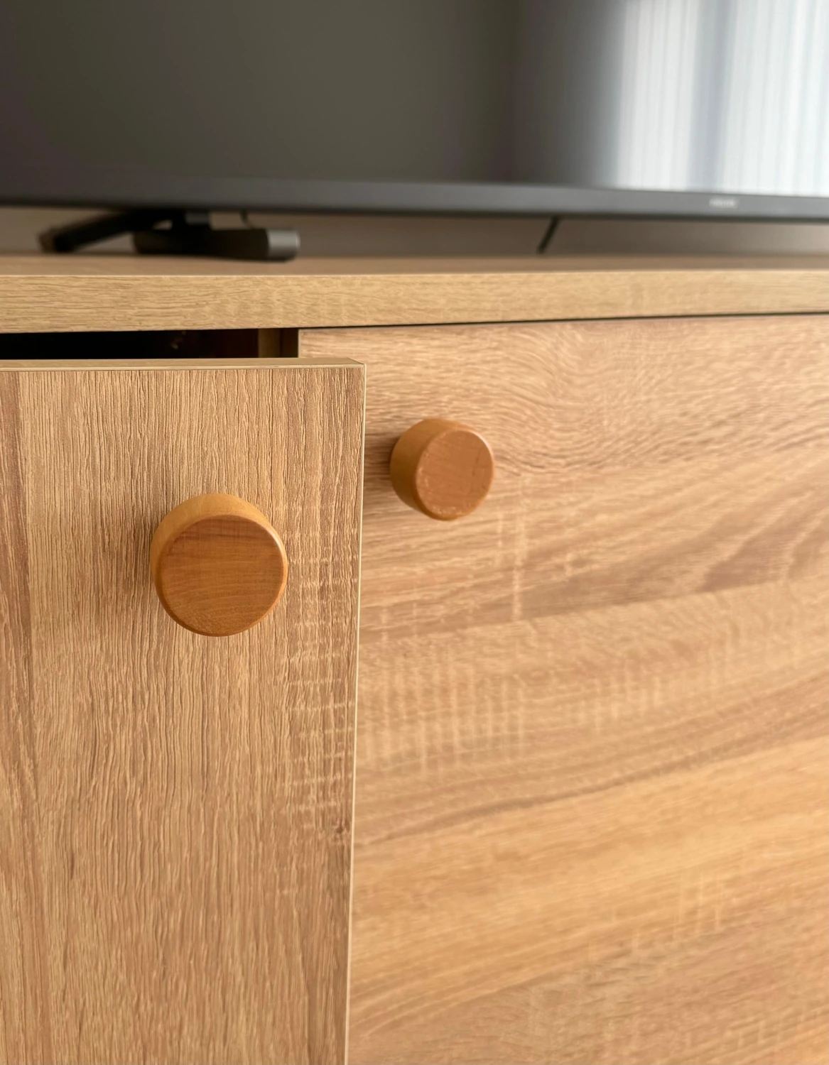 Dekoratif Doğal Ahşap Yuvarlak 12’li Dolap Kulpu Naturel