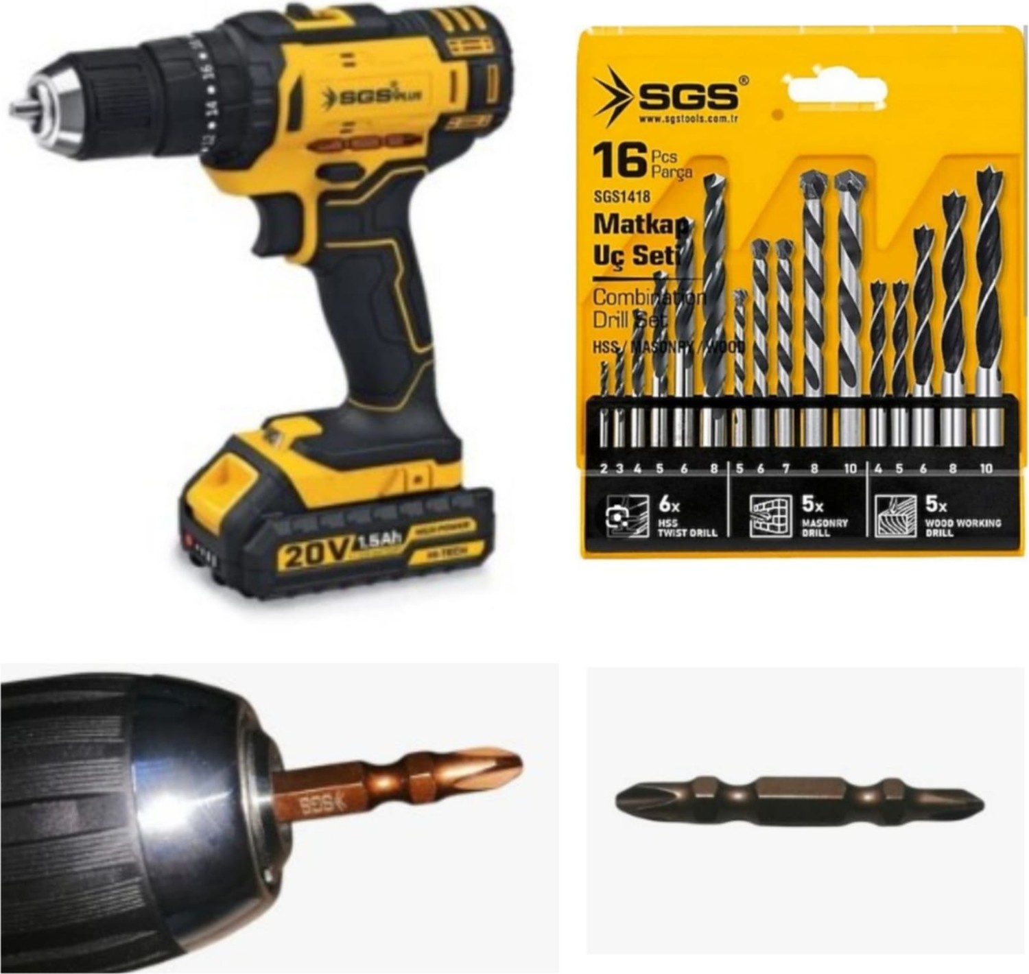 Şarzlı Vidalama 5248 + Ahşab / Beton / Demir Matkab Uçlarıı Dahil Set