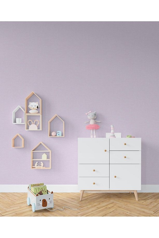 Ada Kids 8942-3 Duvar Kağıdı Lila Kendinden Desenli