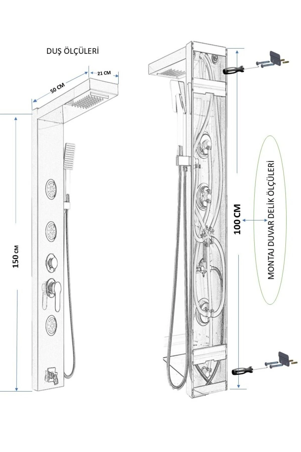 Sam Fırat Gold Duş Paneli ,duş Kolonu, Robot Duş, Duş, Gold Rengi Dikey Jakuzi
