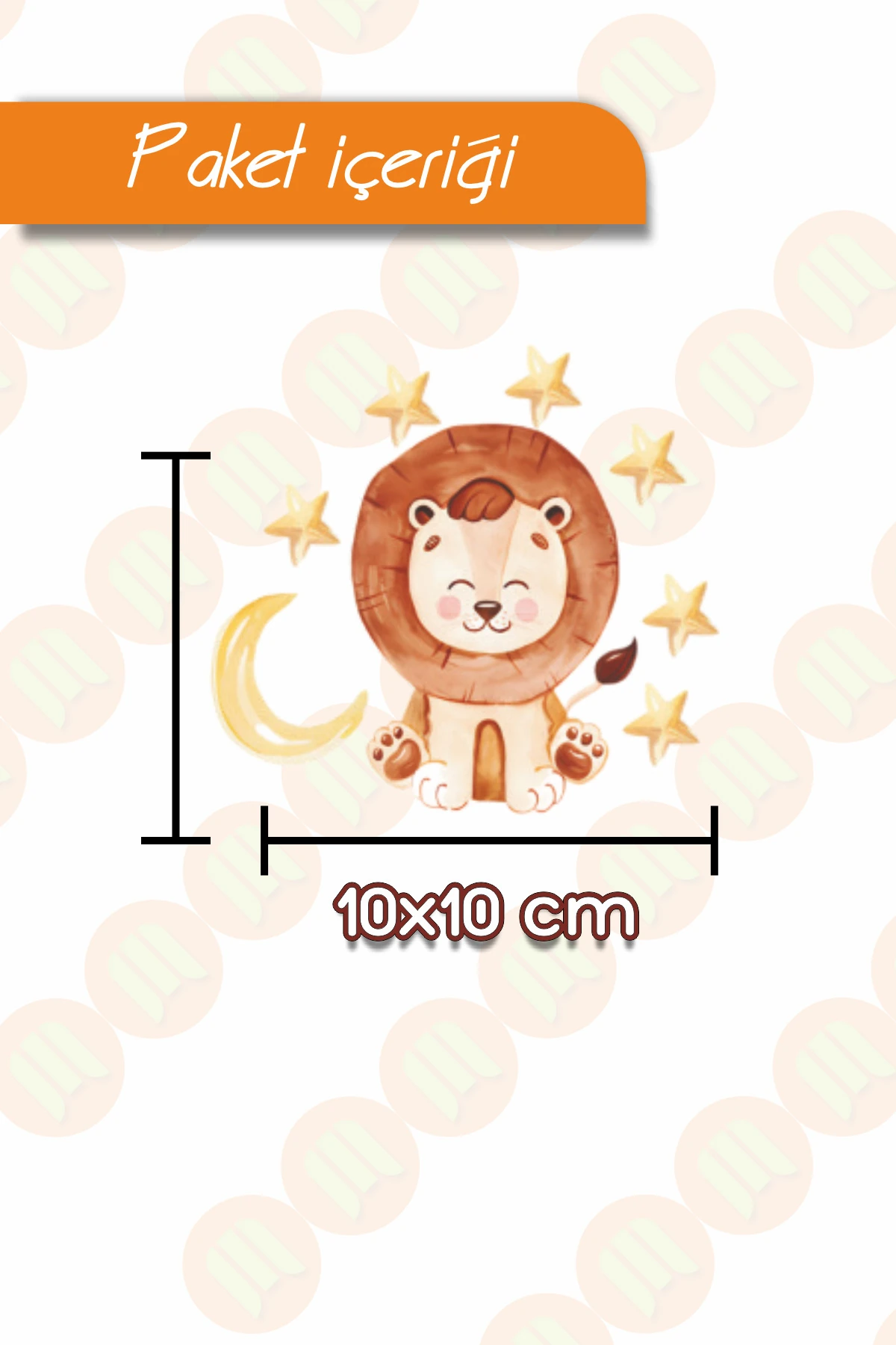 Çocuk Odası Duvar Priz Sticker Mini Boy Sticker - Sevimli Aslan ve Yıldızlar Sticker