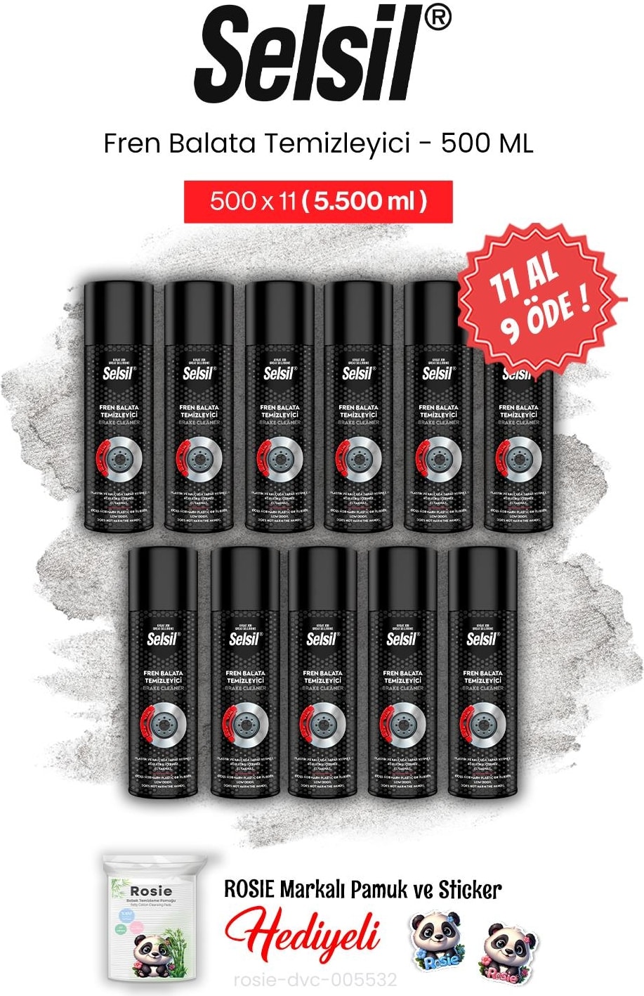 500 ml Fren Balata Temizleyici Sprey, 11 Al 9 Öde ve Rosie Pamuk
