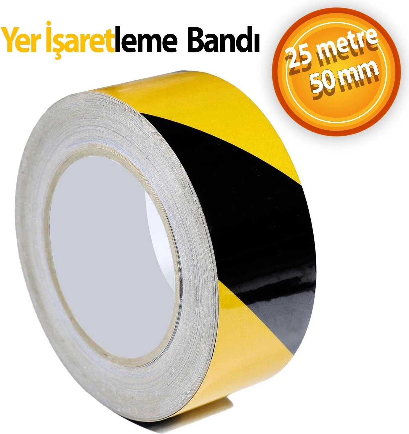 Yer Işaretleme Bandı Pvc Emniyet Zemin Ikaz Bant 50 mm x 25 mt