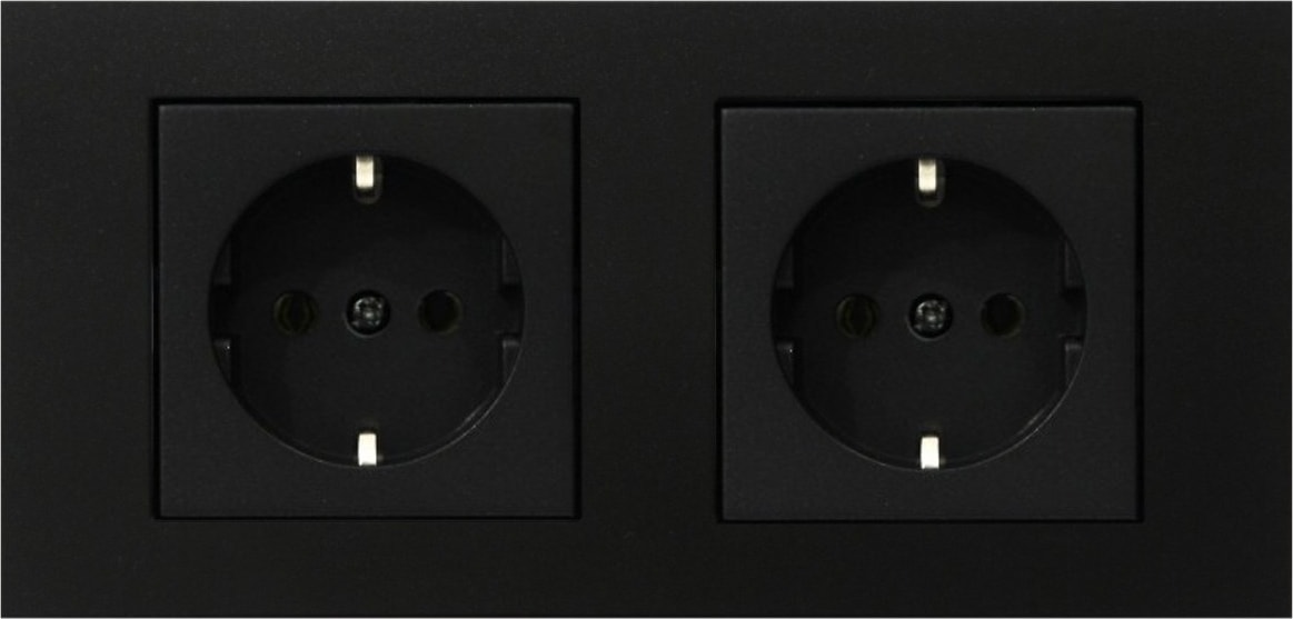 Grano Siyah 2'li Set Topraklı Priz + Topraklı Priz