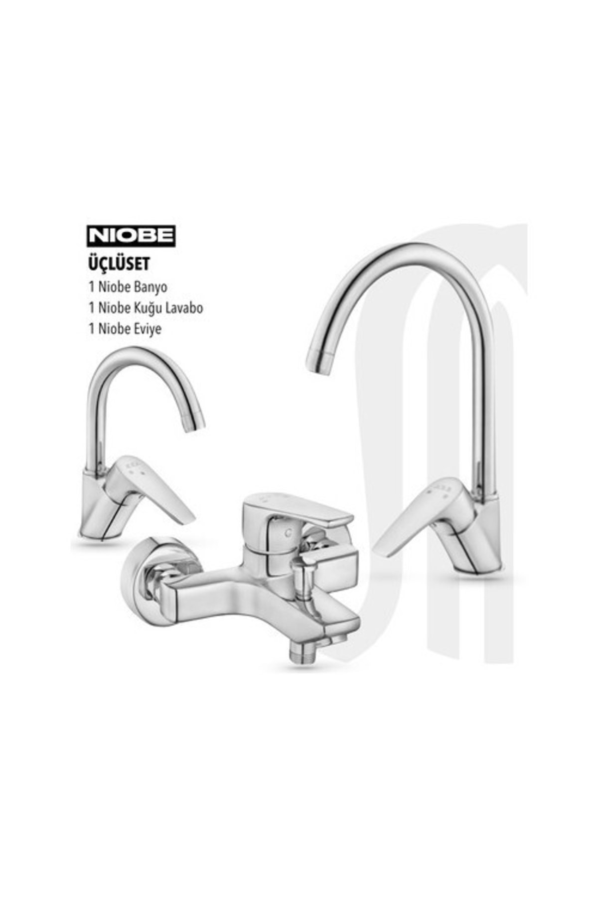 E.c.a Nıobe Banyo, Nıobe Eviye, Nıobe K. Lavabo Bataryası Üçlü Set