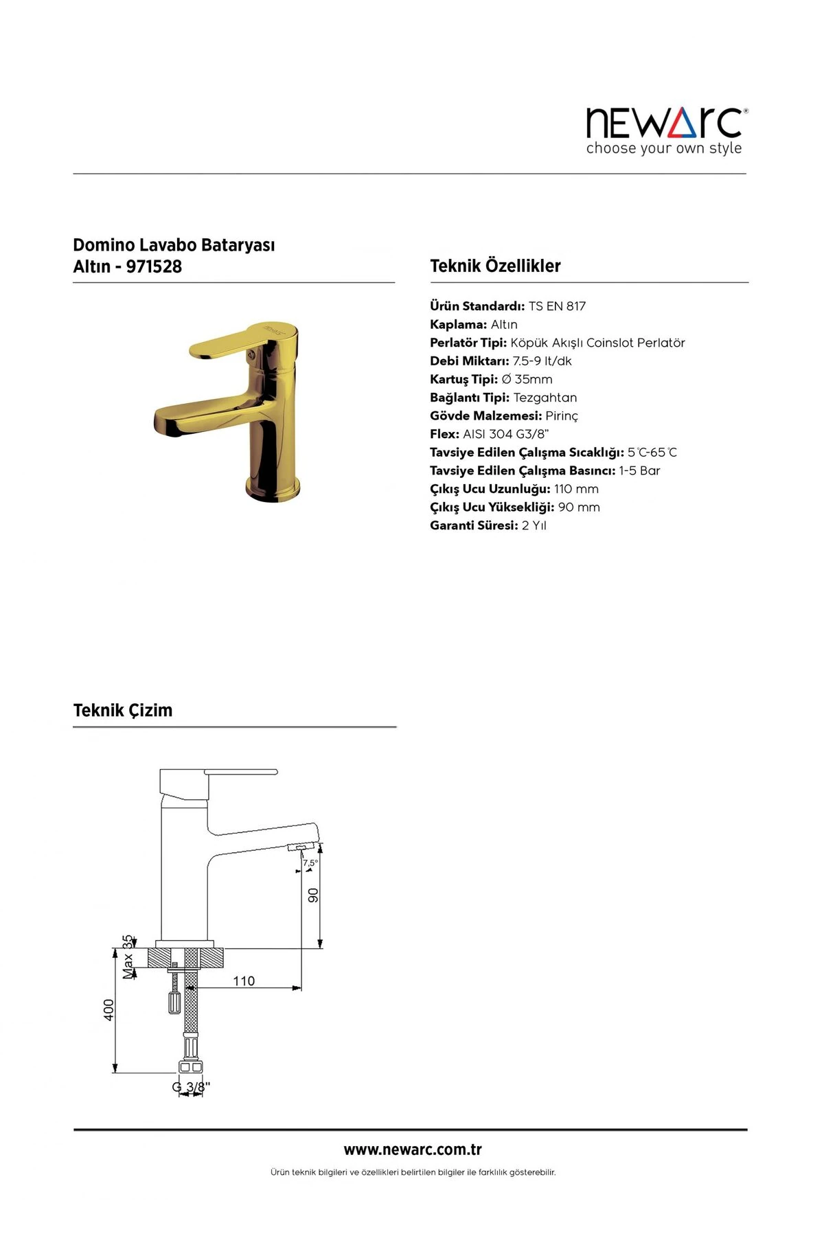 - Domino Lavabo Bataryası Altın - 971528 281097