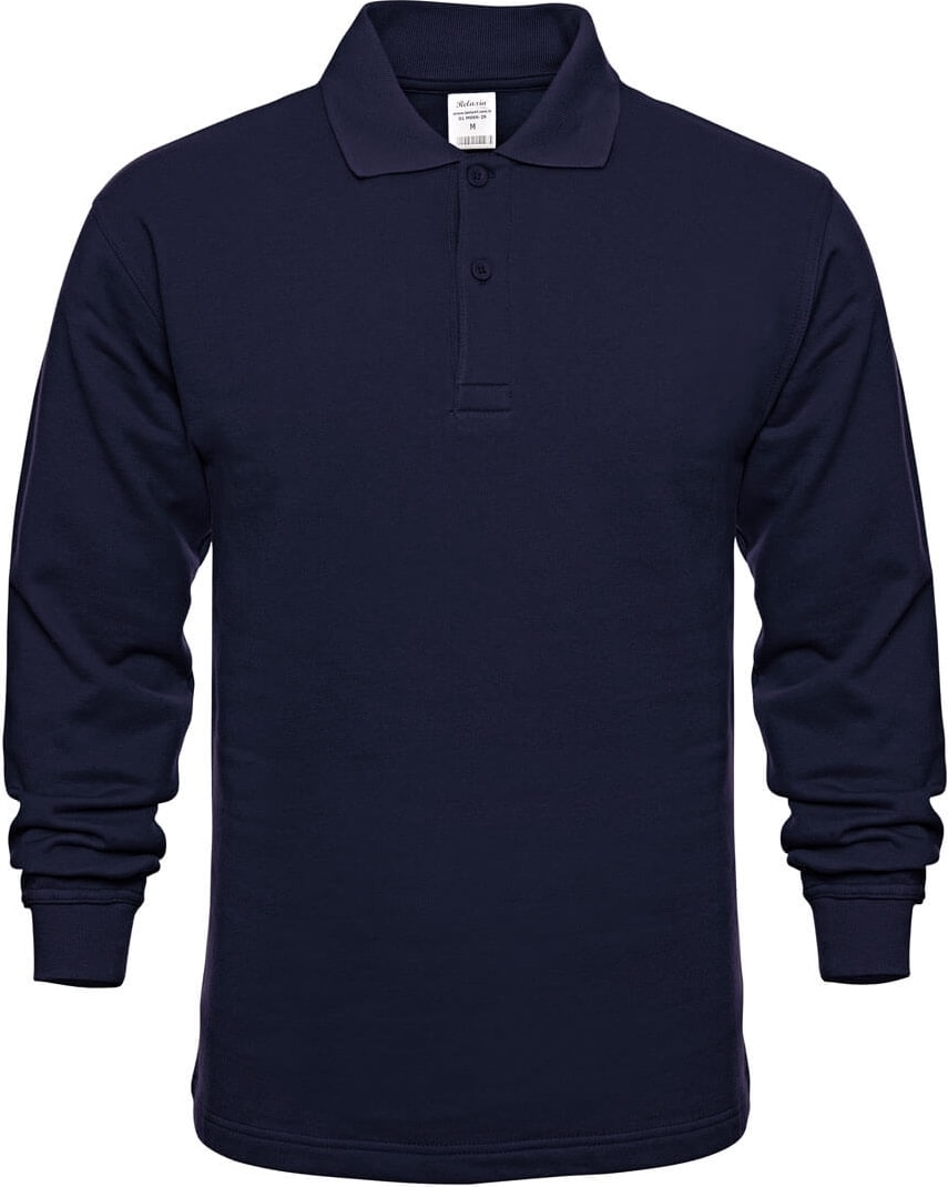 Polo Yaka Lacivert Uzun Kol Sweatshirt