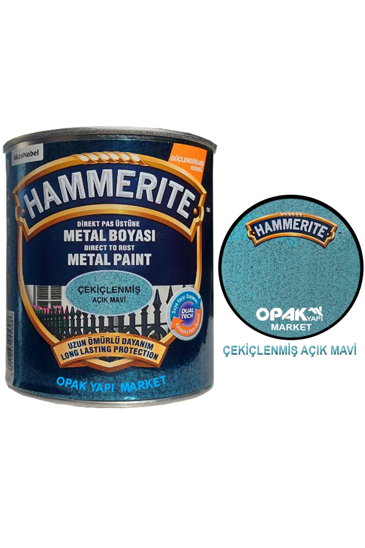 Hammerite Çekiçlenmiş Açık Mavi 2,5lt (3,5 Kg)