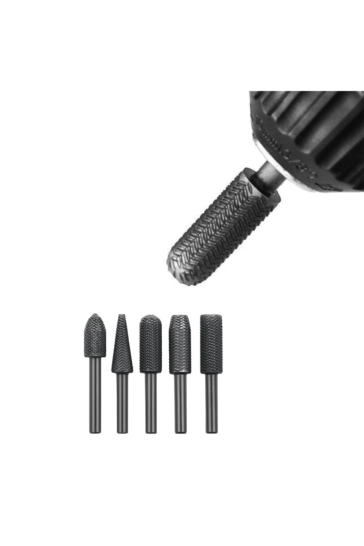 Freze Uç Törpü 5 Parça Uç Kalıpçı Taşlama Seti Metal Demir Oyma Zımparalama Ucu Matkap Uyumlu