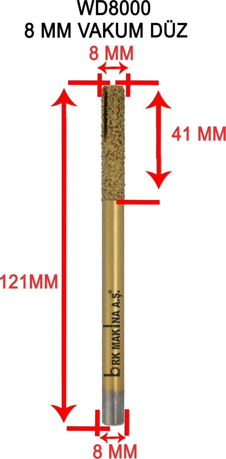 Mermer Granit Vakum Düz Freze 8 mm