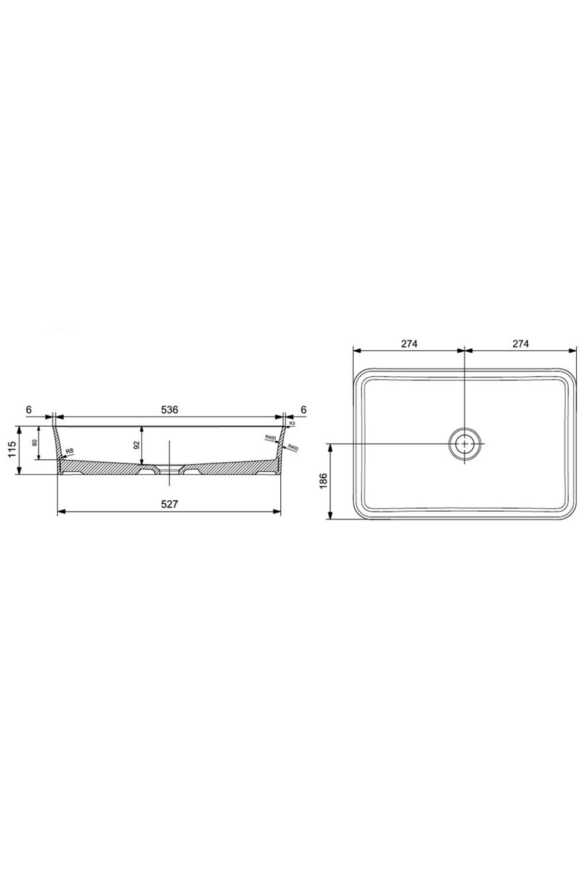 Sottıle Slım Lıne Tezgah Üstü Dikdörtgen 55x38cm. Lavabo - Mat Mint Yeşili