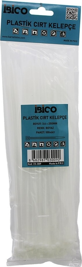 100PCS Beyaz 3.6X250MM Plastik Cırt Kelepçe (5067)