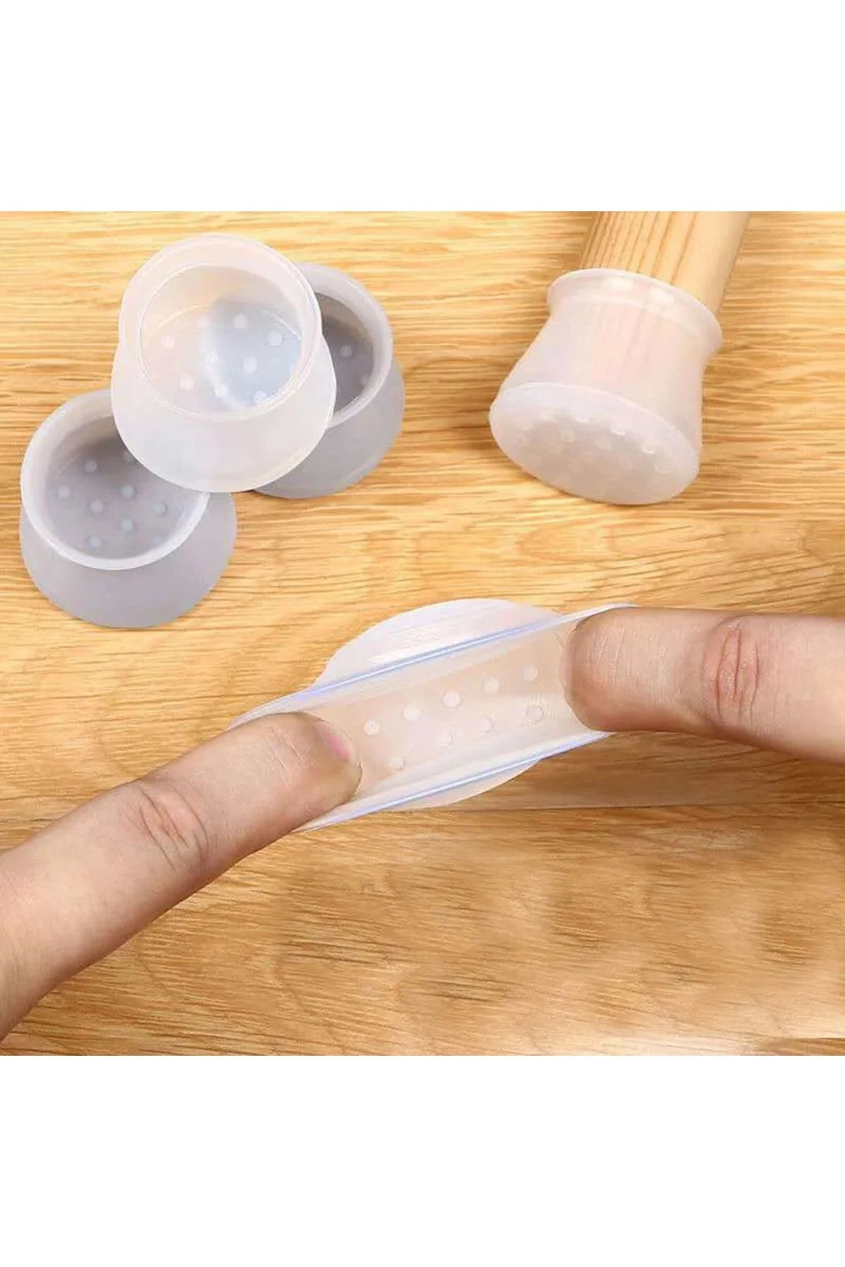 12 Adet Silikon Zemin Koruyucu Sandalye Masa Pabucu Kaydırmaz Ses Önleyici Silikon Pabuç Beyaz Renk