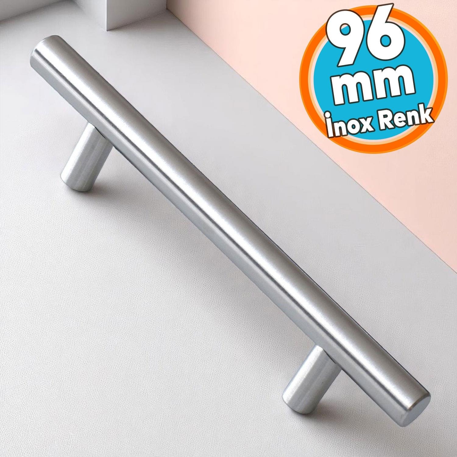 Mobilya Mutfak Çekmece Dolap Dolabı Kulbu Kulpu Kulpları 96 mm - 9.6 Cm) Inox Metal 5 Adet