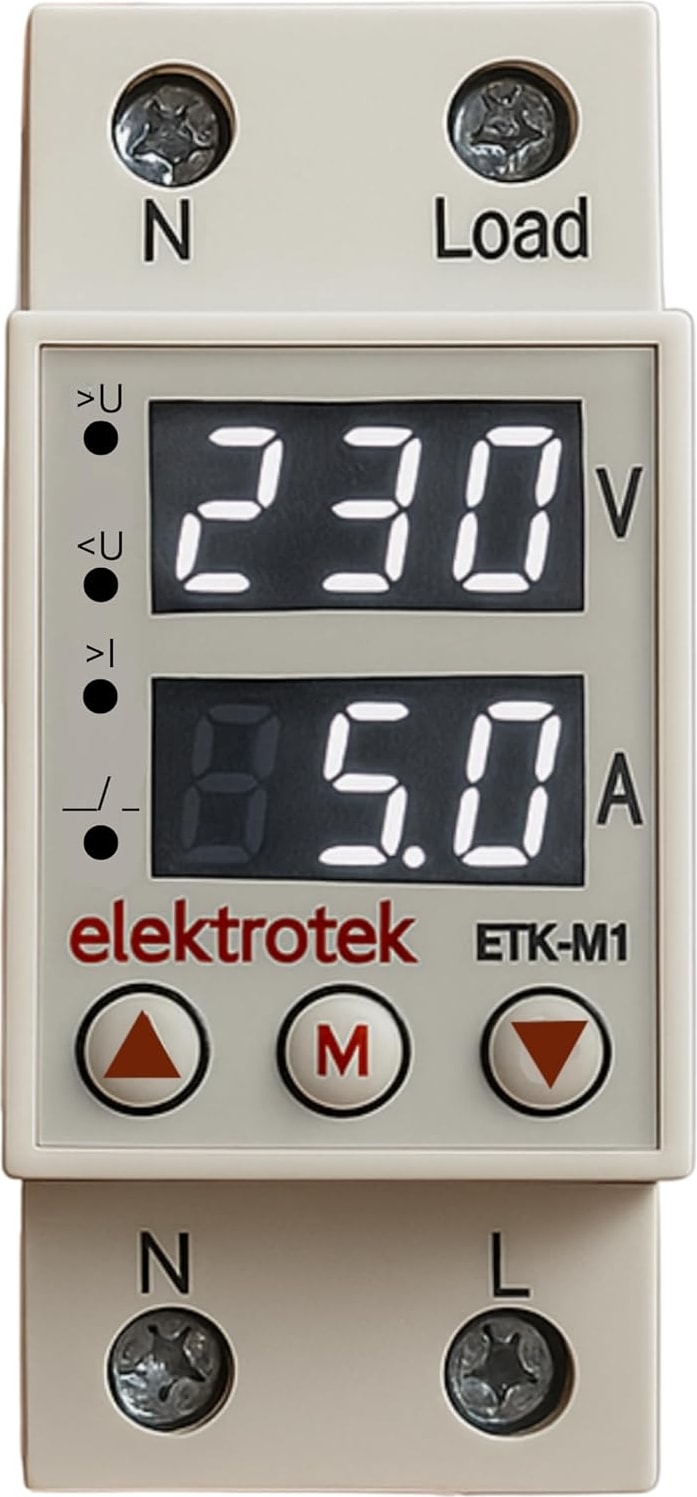 Etk-M1 Monofaze Gerilim ve Akım Koruyucu 63A 230V Dın Ray Ayarlanabilir Röle