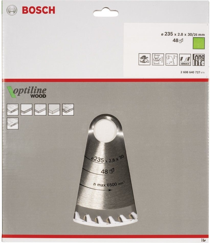 BOSCH - Optiline Serisi Ahşap Için Daire Testere Bıçağı 235*30/25 48 Diş
