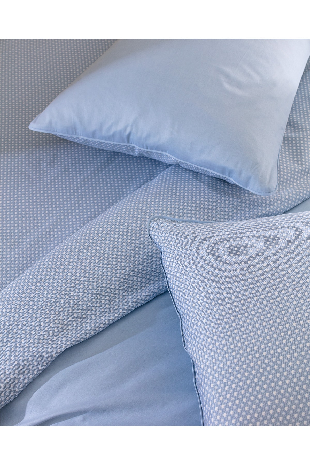 Clodia King Size %100 Pamuk Baskılı Saten Nevresim Takımı - Mavi