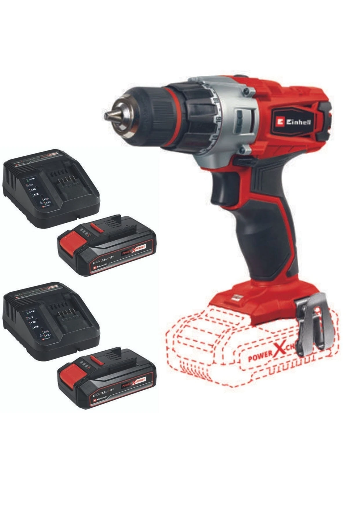 Te-cd 18/2 Li Akülü Matkap Vidalama 2x2.5ah Çift Akülü Set