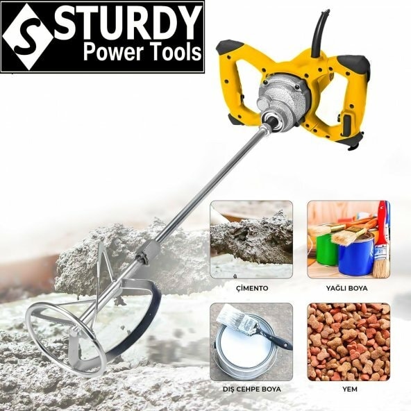 Power Tools 1400Watt 6 Kademe Hız Ayarı Boya ve Harç Mikseri Karıştırıcı