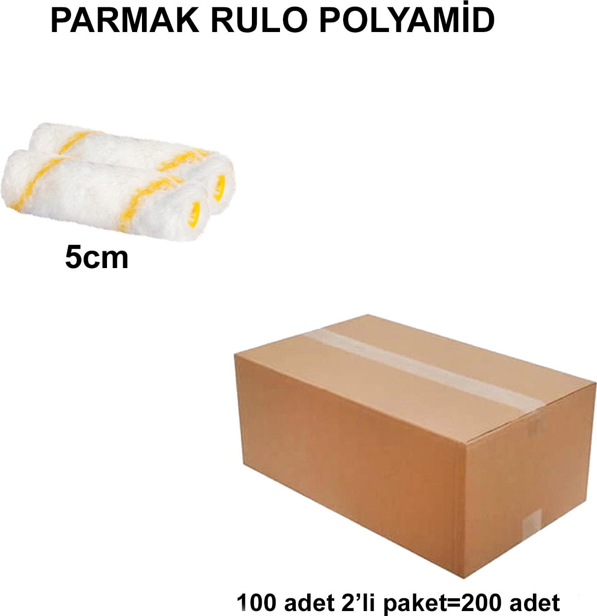 Izmir Fırça Arge Toptan Parmak Rulo Polyamid Yedek 5cm(2'li)- 200 Adet 012417