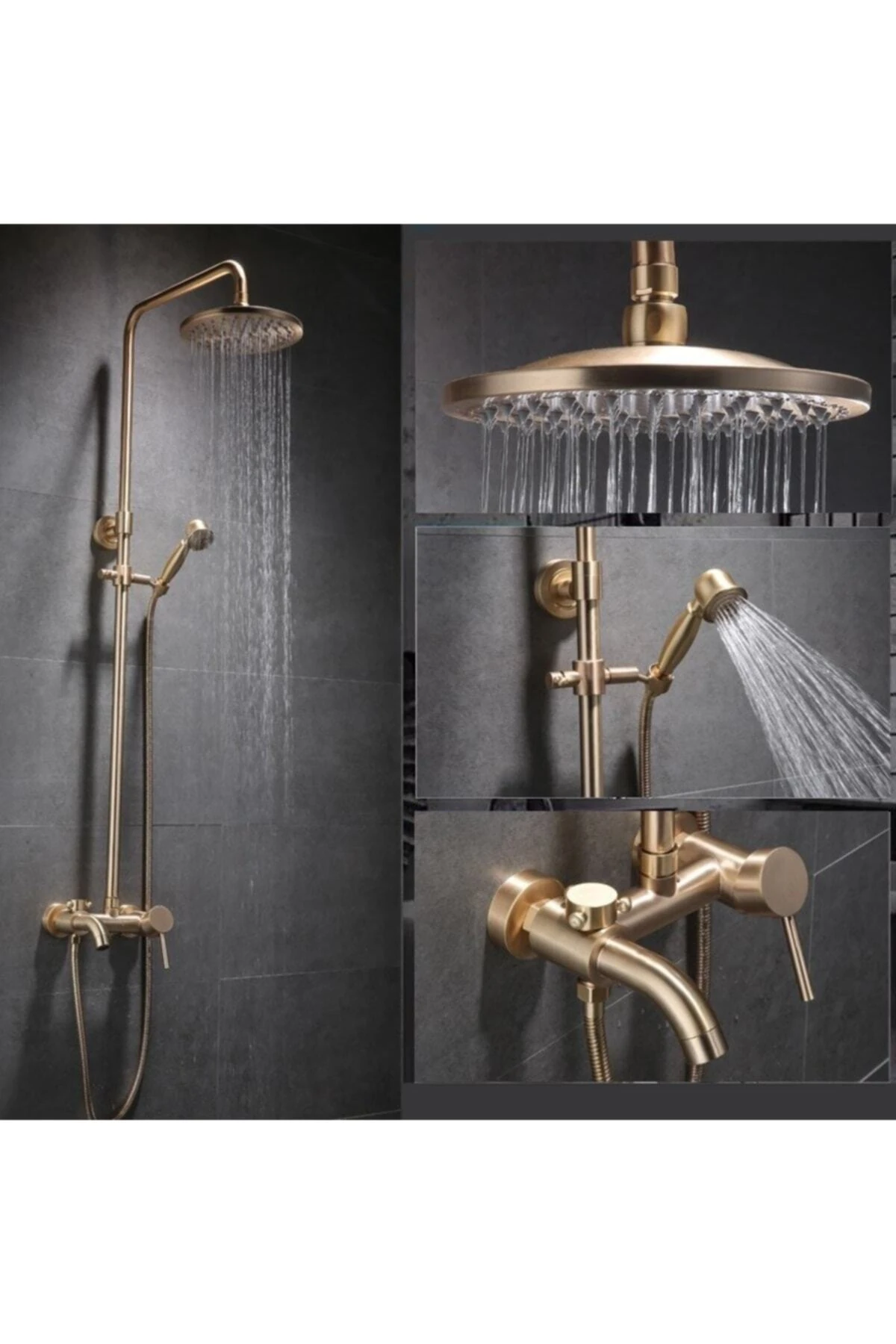 Banyo Bataryası Duş Seti Mat Gold Özel Seri Yeni Model 7 Yıl Garantili Ithal