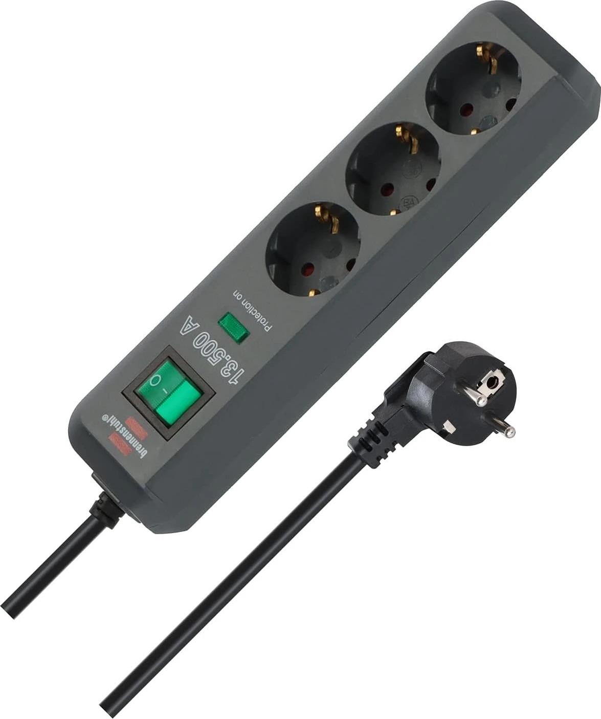 Eco-, 3&apos;lü Çoklu Priz, Yüksek Gerilim Korumalı (Anahtarlı Çoklu Priz ve 1,5 M Kablolu – Özellikle Enerji Tasarruflu),