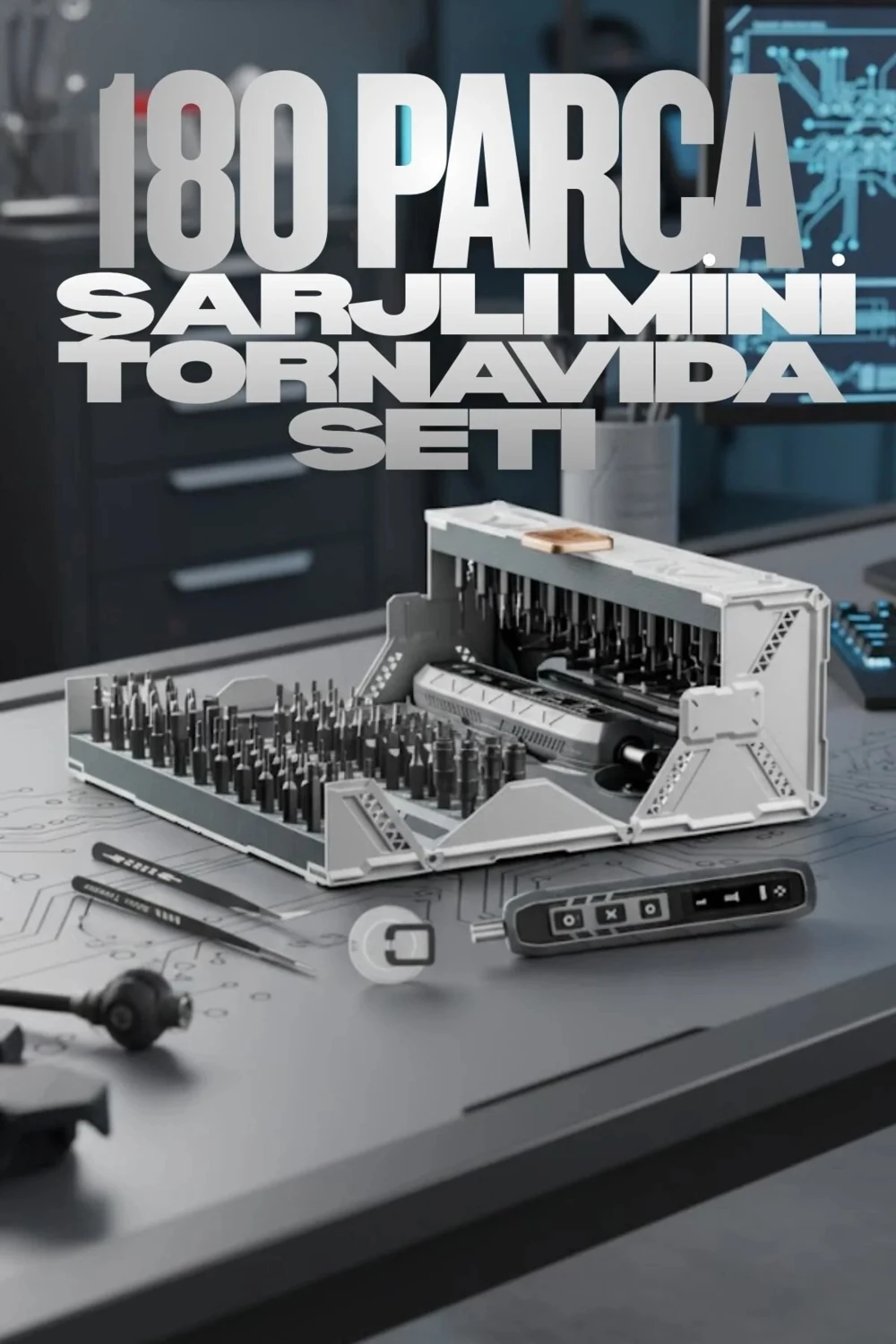 180 Parça Şarjlı Mini Tornavida Seti – Tüm Cihazlara Uyumlu Manyetik Hassas Tornavida Seti
