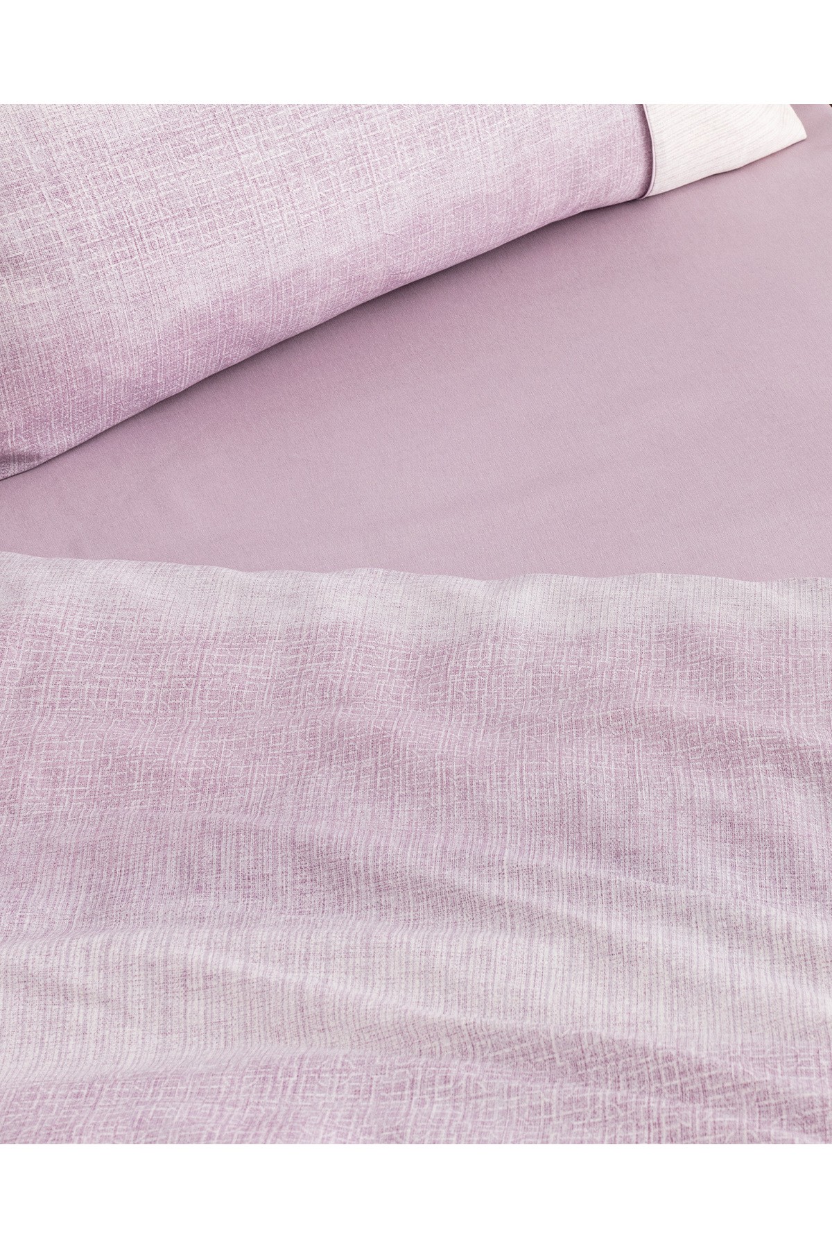 Adelya King Size %100 Pamuk  Crep Baskılı Nevresim Takımı - Mürdüm