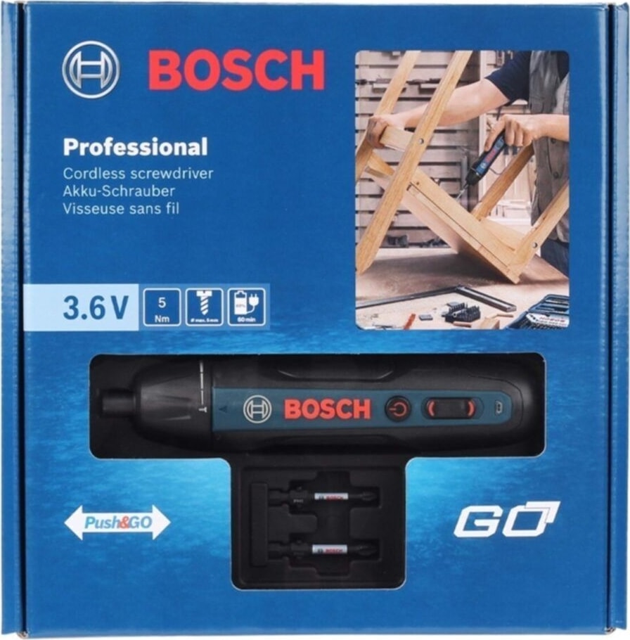 BOSCH Go 2 Akülü Vidalama Şarjlı Tornavida ve 25 Parça Vidalama Ucu Seti
