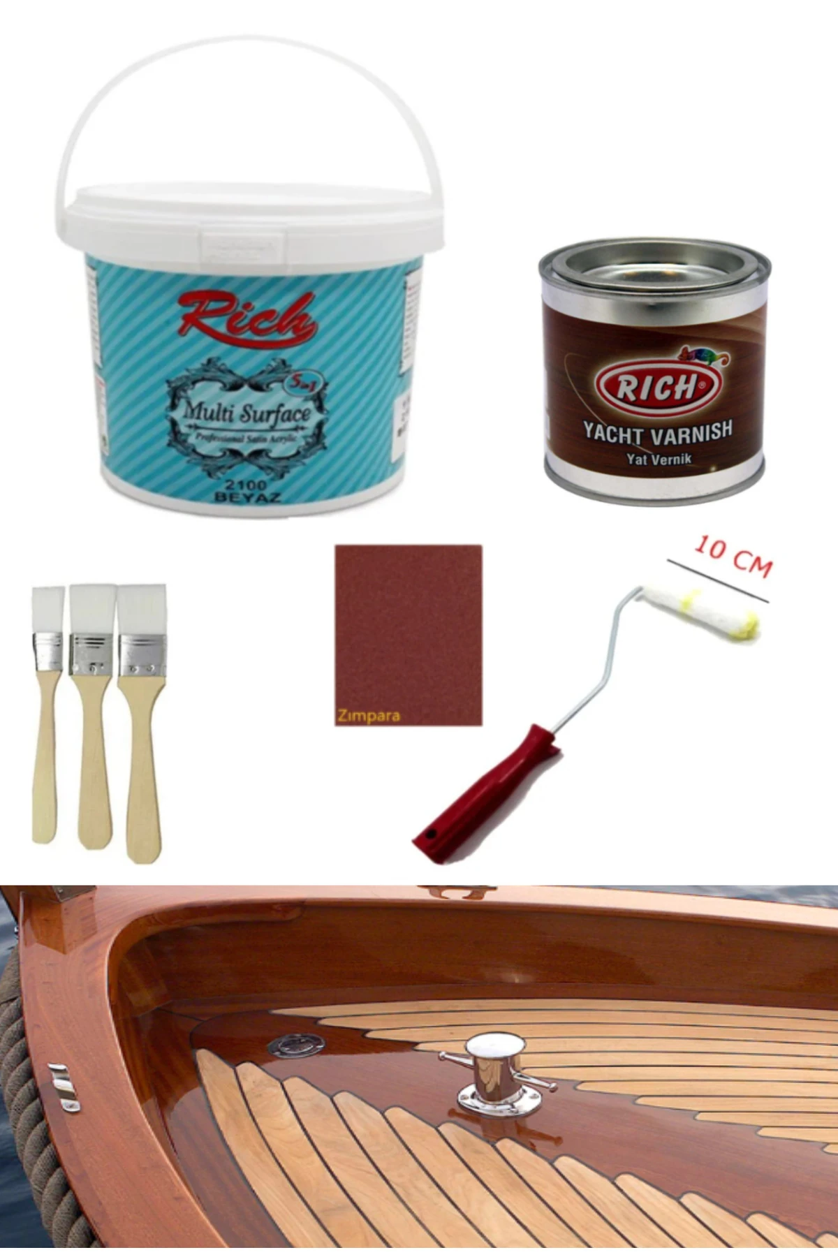 Surface 1 Kg Beyaz Rich Yat Verniği 250 cc Set