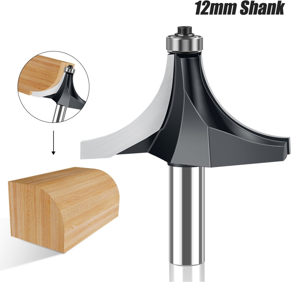 12MMX2-1/2 Şaft Köşe Yuvarlak Rulmanlı Freze Ucu Tungsten Karbür Freze Kesici Ağaç Işleme Aletleri (Yurt Dışından)