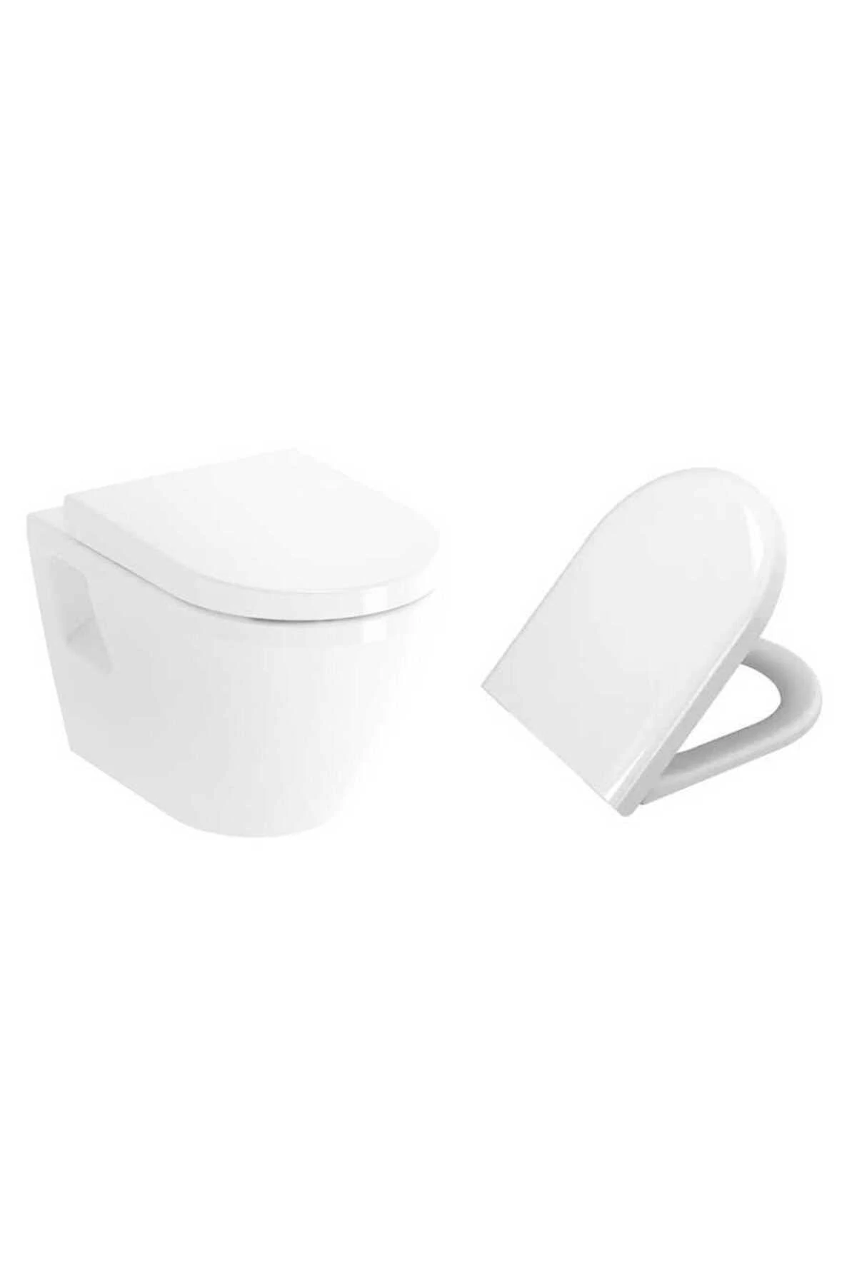 Integra Kanallı Asma Klozet ve Kapak Takımı, Beyaz