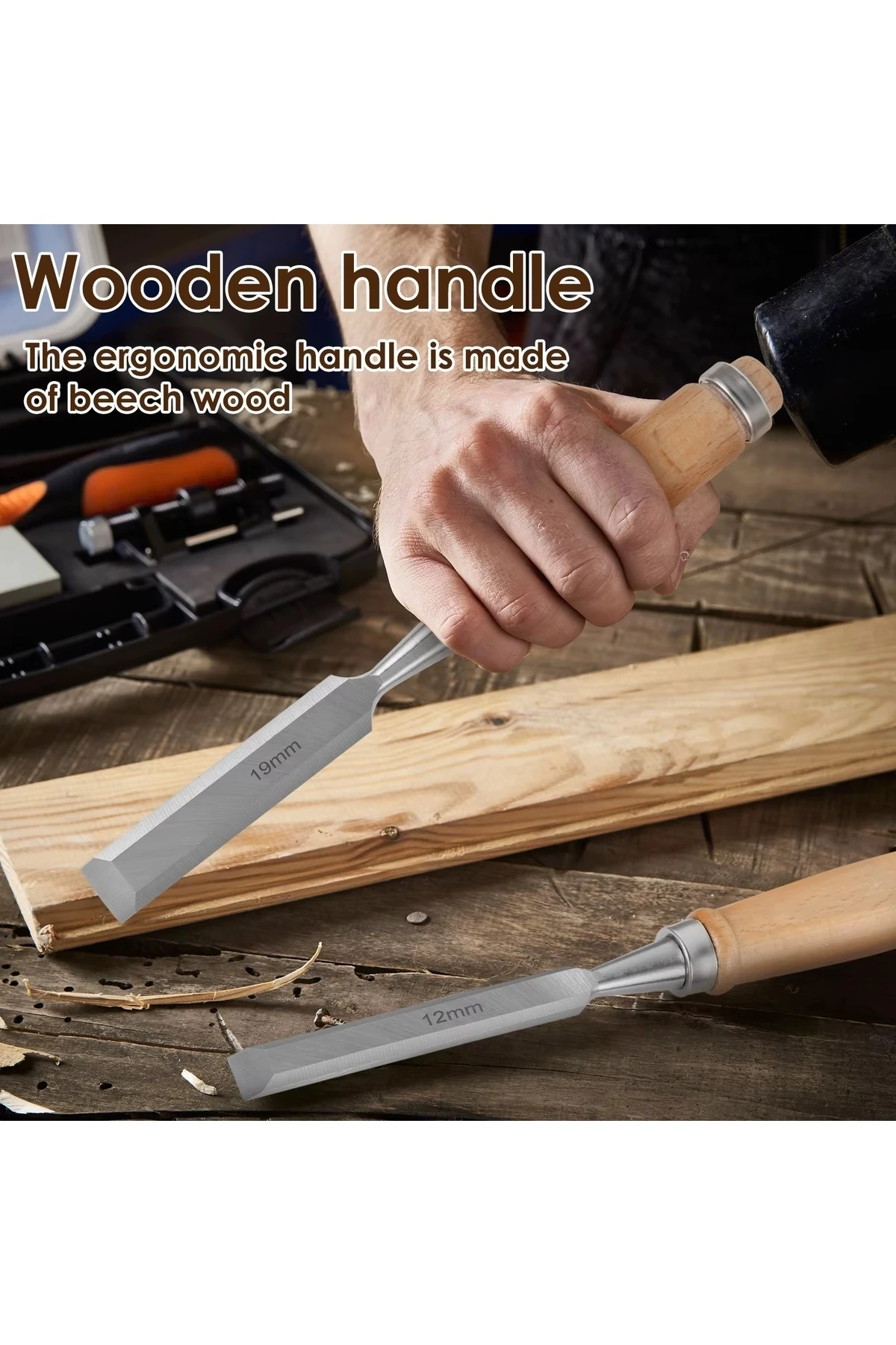 Ahşap Keski Seti 5li Iskarpela Keskin Vanadiyum çelik Ahşap oyma Alet Takımı Ahşap Saplı Ergonomik