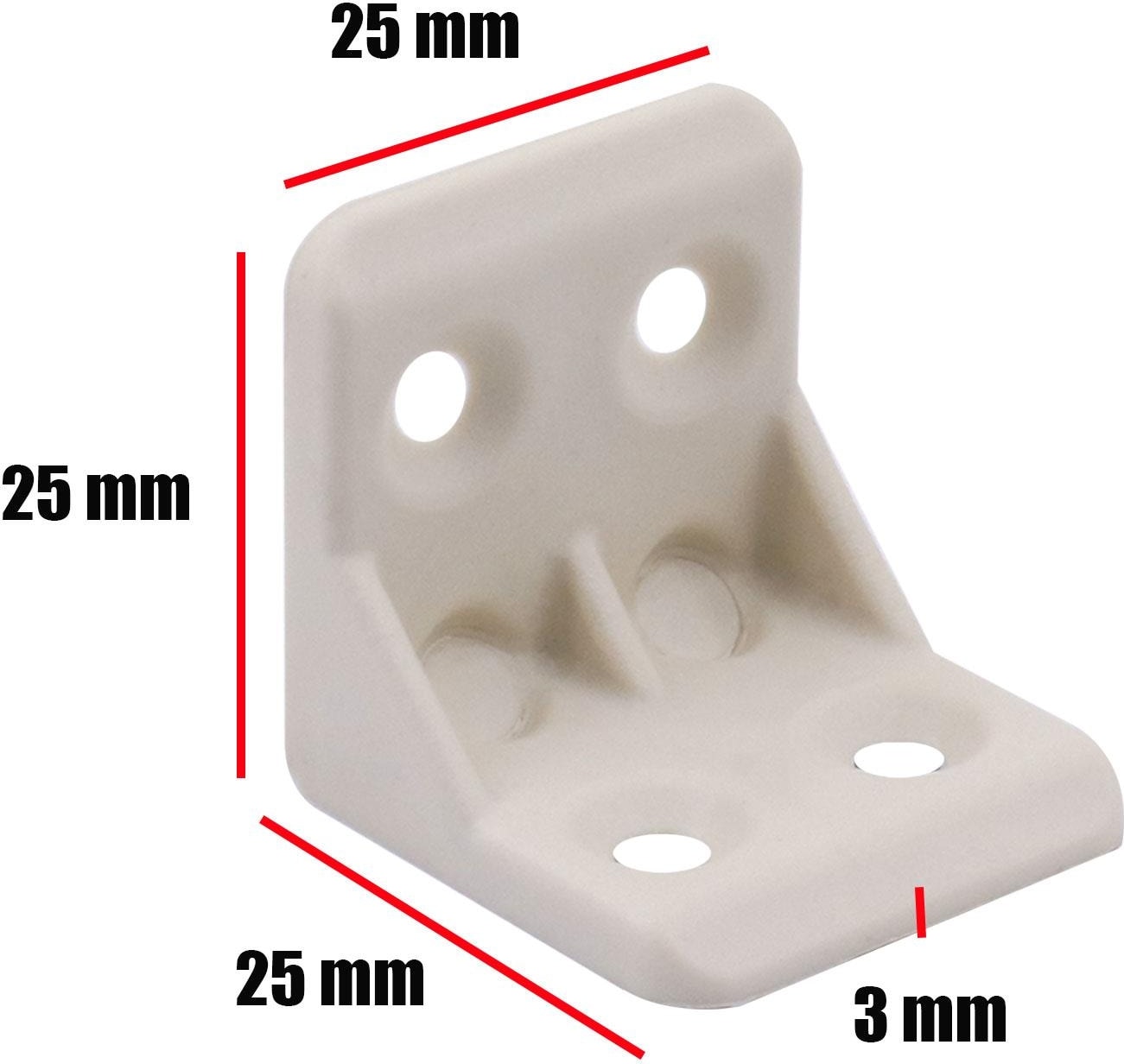 Mobilya Eşya Dolap Köşebent Bağlantı Sabitleme Sabitleyici L Gönye 25x25x25 Mm Krem (10 ADET)