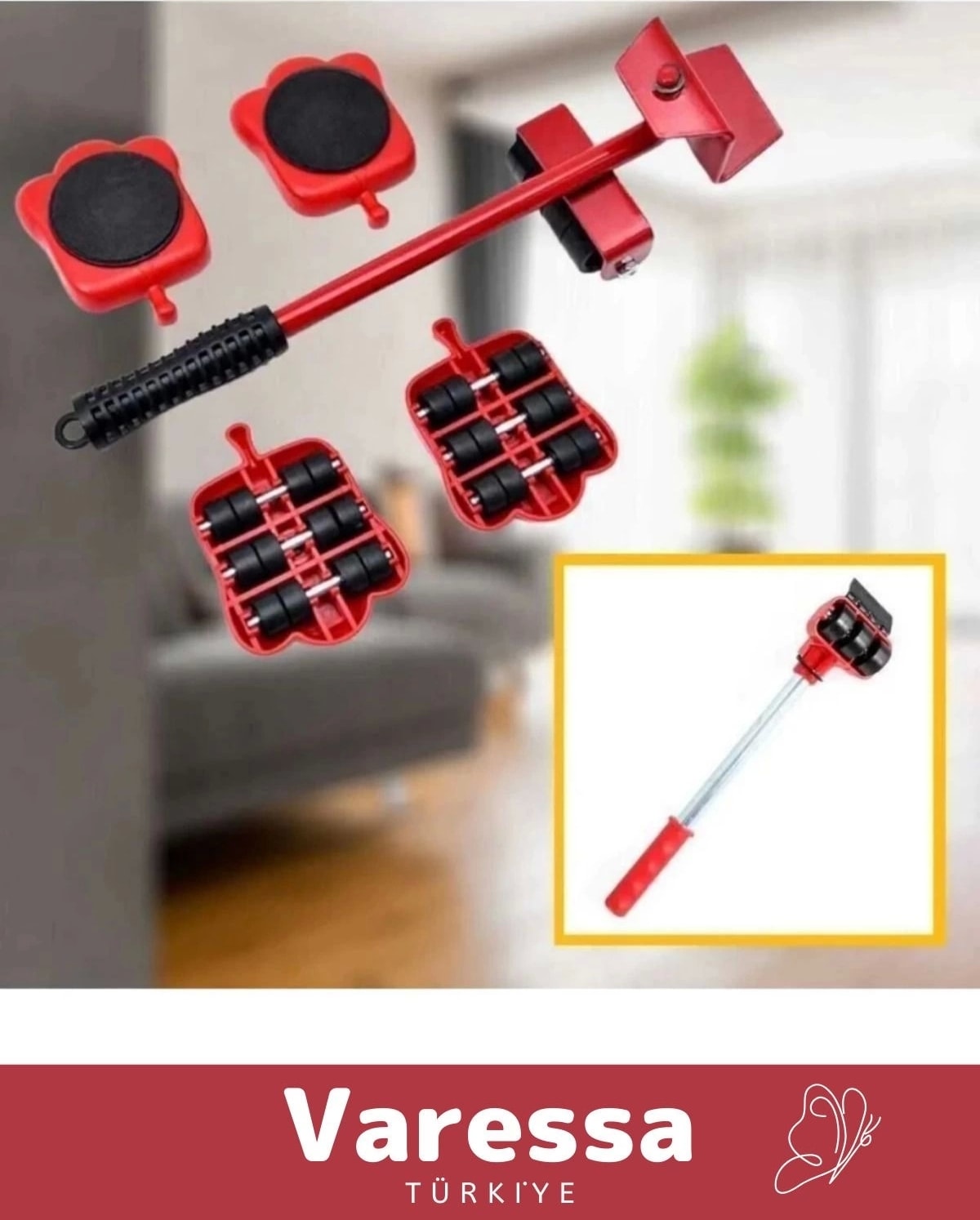 Premium Özel Abs Plastik Tekerlekli Basit Ağır Beyaz Eşya Mobilya Kaydırma Aleti Aparatı Krikolu Set