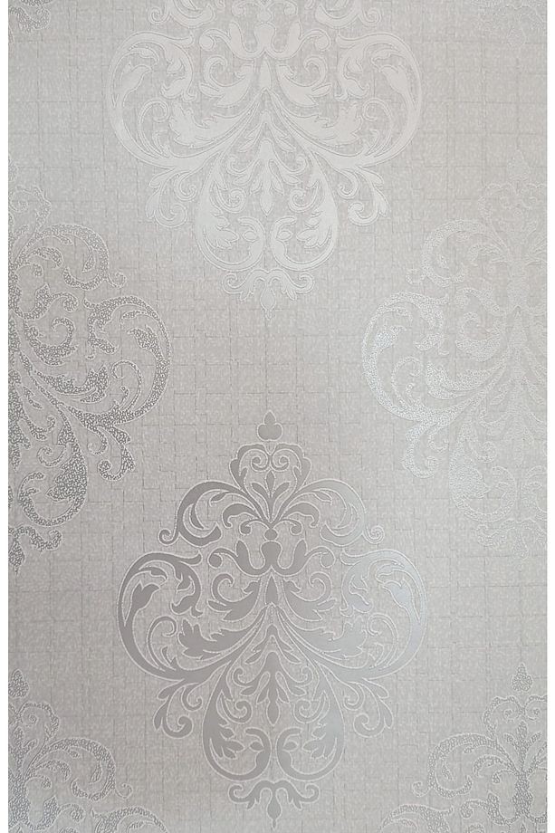 Gri&gümüş Damaks Desenli Duvar Kağıdı (5m2)